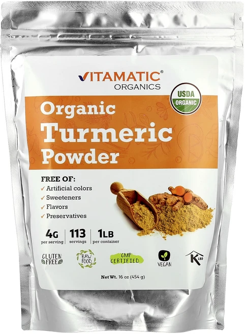 새해 첫좋은선물 Vitamatic 유기농 강황 분말 454g(16oz) 제대로 할인합니다, Vitamatic 유기농 강황 분말 454g16oz - 쿠팡
