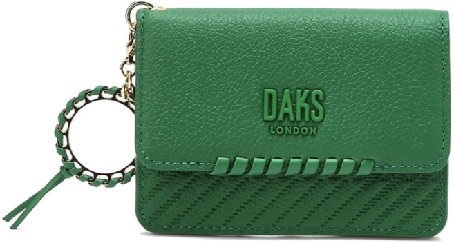 닥스 여성 그린 로고배색 천연 소가죽 카드지갑 DCHO1F162E2