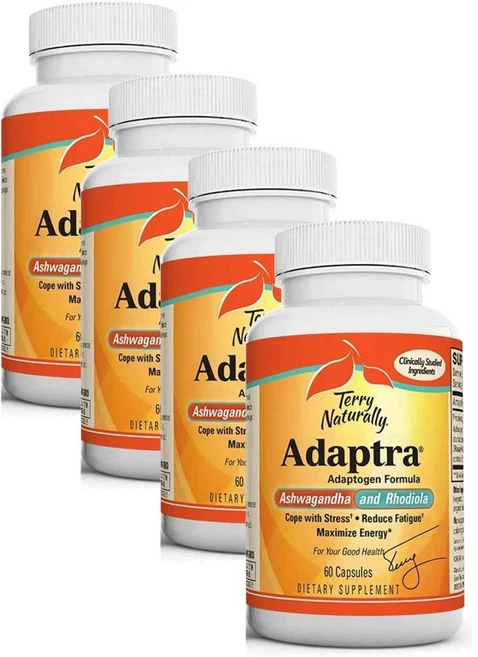 테리 내추럴리 아답트라 아슈와간다 로디올라 캡슐 Terry Naturally Adaptra Ashwagandha Rhodiola, 4개, 60정 - 쿠팡