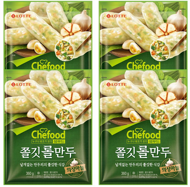 쫄깃롤만두 360g 4개, 90g