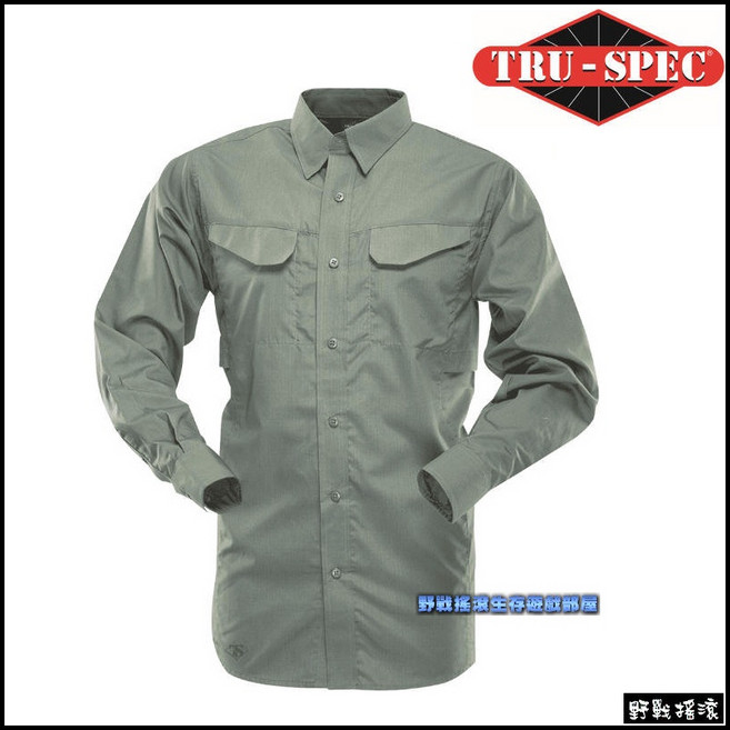 TRU-SPEC 24-7 戰術長袖襯衫 迷彩服勤務服工作服戰術特勤服軍警服, 軍綠色,S, 1個