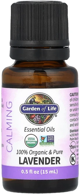 Garden of Life 에센셜 오일 100% 유기농 & 퓨어 라벤더 15ml(0.5fl oz) Life (가든 오브 라이프) - 쿠팡