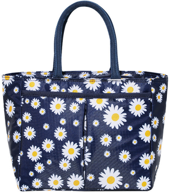 록신 1+1 도시락 보온보냉백 휴대용 대용량 보온가방 2개, 블루 데이지*2개