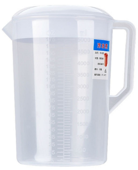 예스마켓 대용량 식당 카페 물병 계량컵, 1개, 5000ml, 반투명