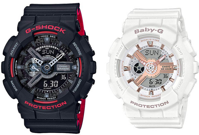 [카시오]CASIO G쇼크 베이비 G페어 워치 디지털＆아날로그 아나디지 레드×블랙 로즈 골드×화이트 20기압 방수10기압 방수 해외 모델 GA-110HR-1ABA-110RG-7A 손목시계