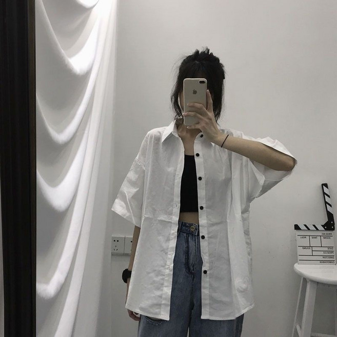 SEOUL 素色工裝短袖襯衫