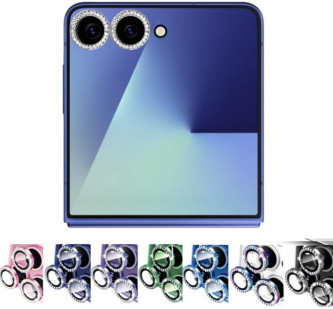 갤럭시 Z플립7 큐빅 카메라 보호 링 강화유리 필름, 레인보우