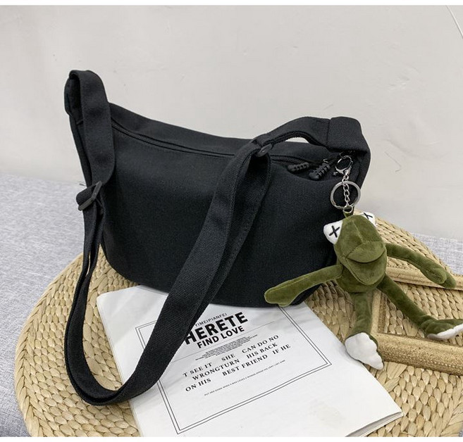 日系純色大容量帆布包 單肩斜挎側肩斜背 簡約時尚 學生上班族必備