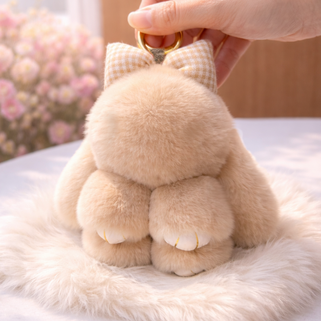 샤샤벨 리얼 퍼 천연 토끼털 토끼 인형 여성 가방 키링