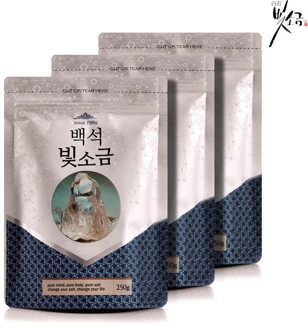 백석빛소금 천일염용융 고급소금 용융소금, 3개, 250g