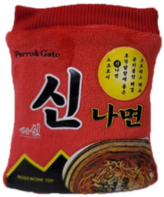 디그니티독 반려동물 노즈워크 훈련 간식토이 바스락 라면 장난감, 신나면, 1개