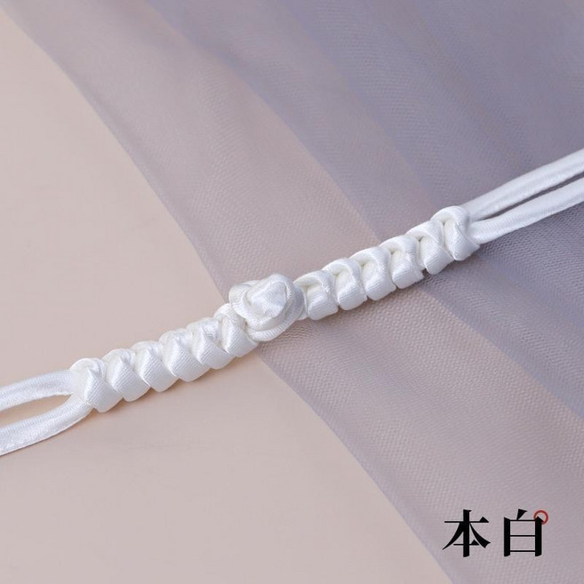 旗袍盤扣 麥穗中式復古手工輔料 一字扣 長尾流蘇 盤扣鈕扣, 1個, 白色,5顆盤扣