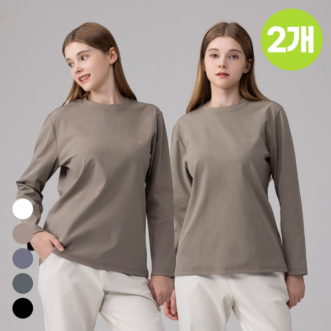 에버라스트 1+1 여성 레귤러핏 긴팔 티셔츠 기본티