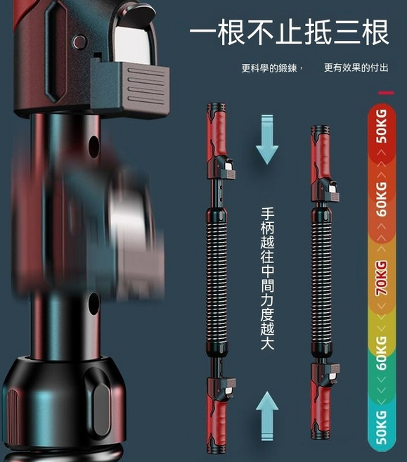 可調式臂力器 20-70KG 彈簧臂力棒 健身器材, 1款