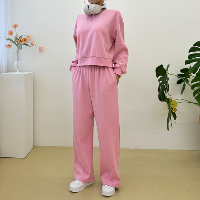 마이쏭 여성 상하세트 간절기 페페맨투맨와이드팬츠세트