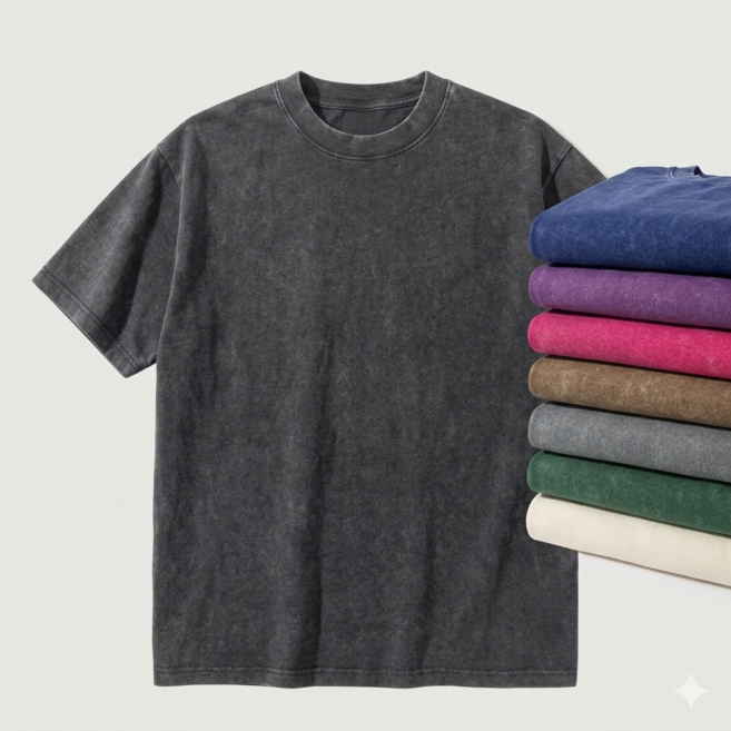 300그램 초고중량 남녀공용 프리미엄 피그먼트 워싱 오버핏 반팔 티셔츠