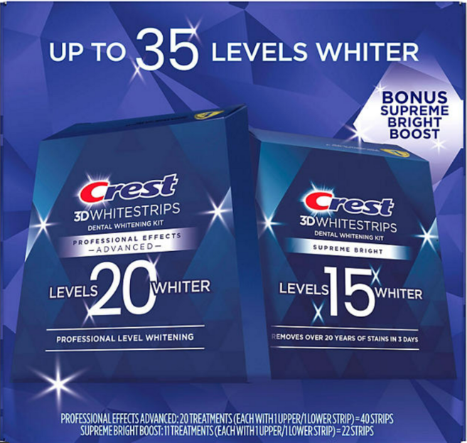 크레스트 3D 화이트스트립 치아미백 레벨 20 +15 화이트닝 덴탈 키트, 1개