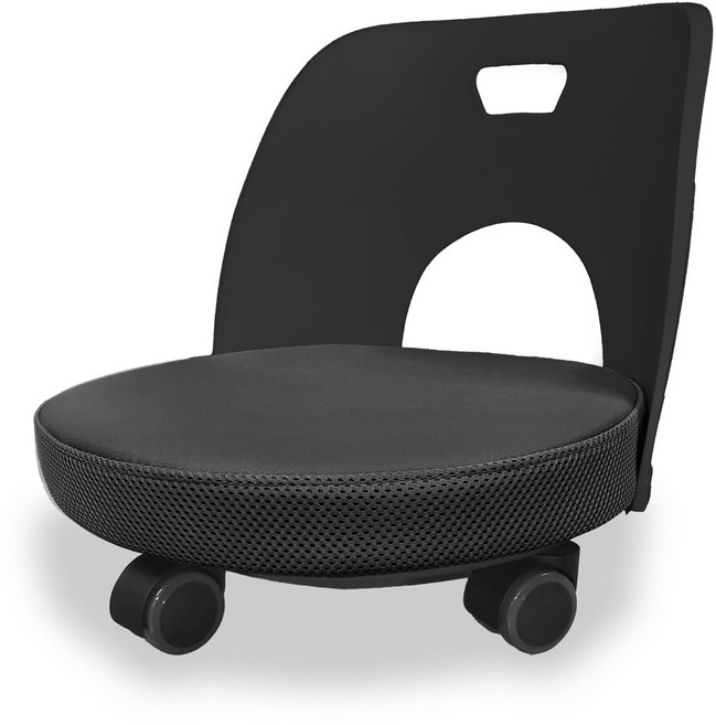 시니프 무빙 클래식 쿠션 등받이 청소용 좌식 바퀴의자, 블랙(블랙바디)