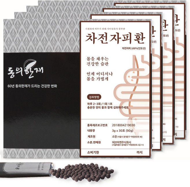 동의한재 100% 차전자피환 스틱, 90g, 4박스