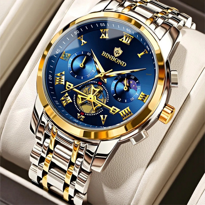 BINBOND 2026 새로운 남성용 시계 야광 방수 쿼츠 시계 012