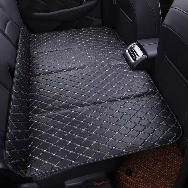 자동차 매트리스 차량용 접이식 뒷좌석 매트 여행 캠핑 차박 매트 침대, 블랙-베이지라인