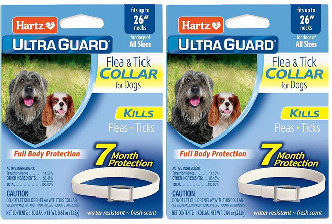 하츠 울트라가드 반려견용 벼룩 및 진드기 목걸이 - 26인치 목 7개월 보호 기능, 26 Inch (Pack of 2)