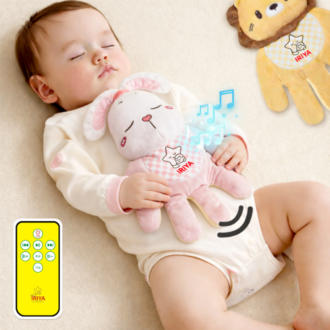 이리야 아기 재우는 자동 토닥토닥 신생아 수면 애착 봉제 토닥인형, (동요), 일반포장, 1개, 바니토끼