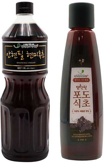 안현필 현미흑초 1800ml 1병 + 항아리3년발효 안현필포도식초 550ml 1병, 1개, 1.8L