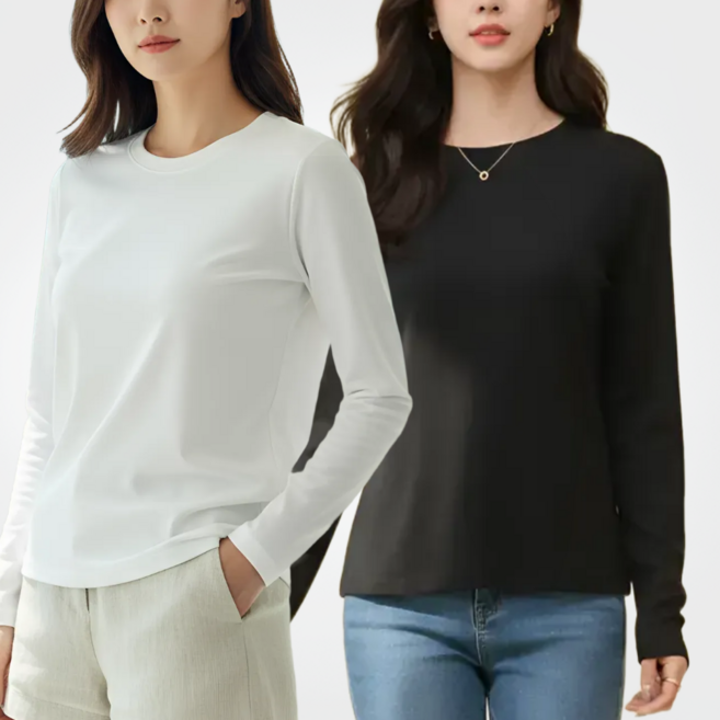 제이지나 여성 티셔츠 긴팔티 기모 라운드 2P