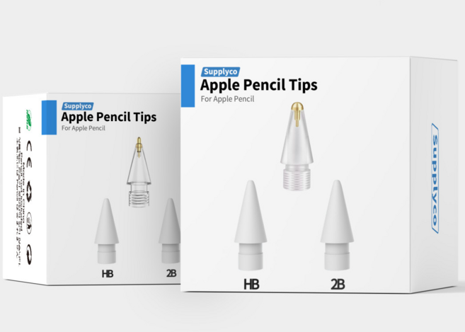 서플라이코 애플펜슬 전용 메탈+HB+2B 3IN1 펜촉, 화이트샤프(골드팁)+HB펜촉+2B펜촉, 2세트