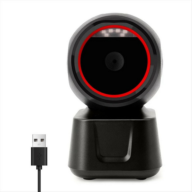 1D 2D QR 유선 바코드 스캐너 자동 감각 리더 USB 데스크탑 바코드 리더, 검은색