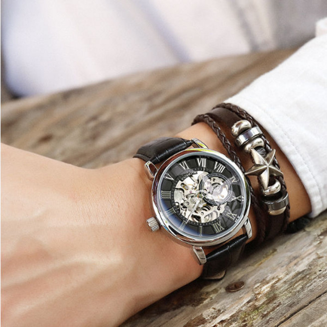 2.5d 커브드 남성 전자동 기계식 펀칭 시계 t080089