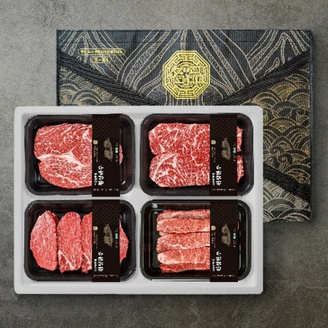 횡성한우 선물세트 1+ 1.2Kg [등심 300g +채끝 300g + 안심 300g + 업진살 300g], 1박스