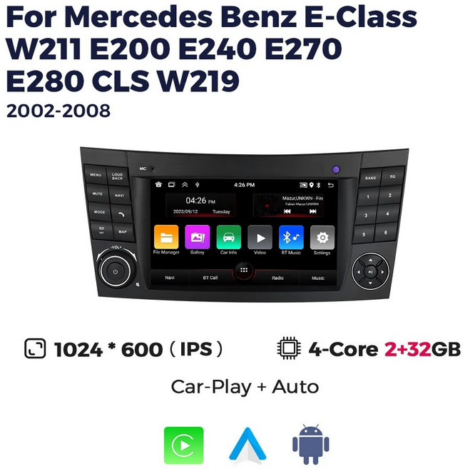안드로이드 오토 올인원 네비게이션 메르세데스 벤츠용 무선 카플레이 GPS 내비게이션 자동차 라디오 멀티미디어 플레이어 RDS E 클래스 W211 E200 E240 E270 GLS, 1) MN-W211-H2