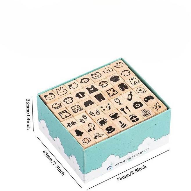 나무 고무 알파벳 문자 숫자 스탬프 스탬퍼 씰 공예 카드 제작용, 1개, 7. 2