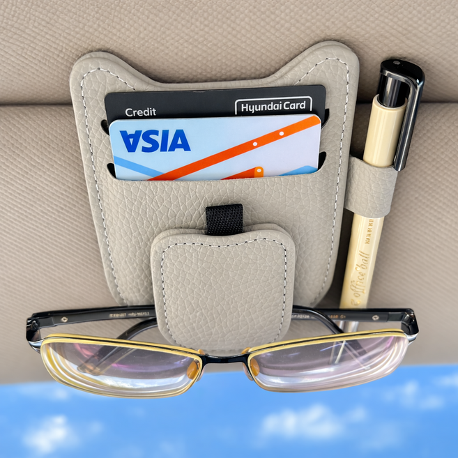 차량용 카드포켓 선바이저 카드수납 카드홀더 썬바이저 카드포켓 클립, 그레이, 1개