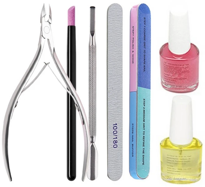 애니데코 셀프 네일 케어링세트 7종, 니퍼 + 스톤푸셔 + 메탈푸셔 + 큐티클오일 + 손톱강화제 + 네일파일 + 버퍼, 1세트 - 쿠팡