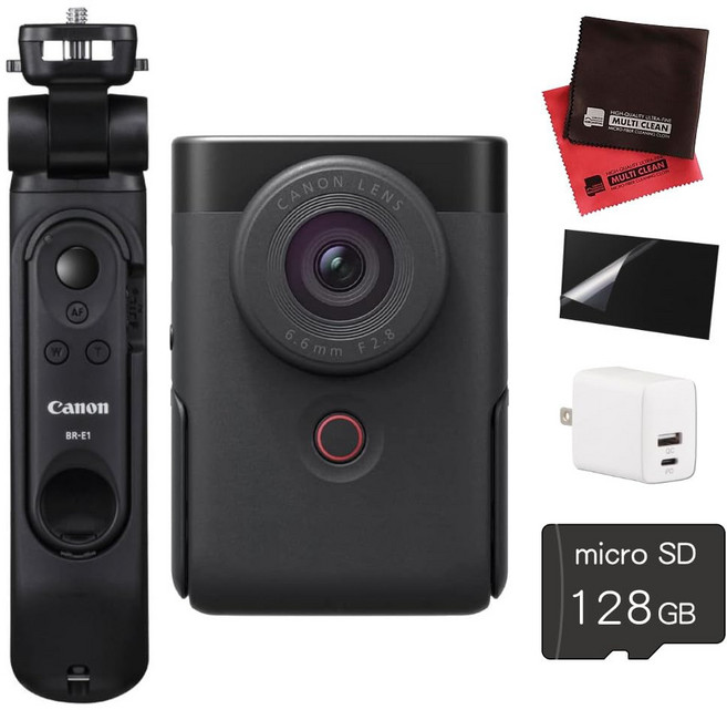 캐논 PowerShot V10 블랙 트라이포드 그립 + microSDXC 카드 128GB (class10) +어댑터, Black, 5 Piece Tripod Grip Set, 1개, 1GB