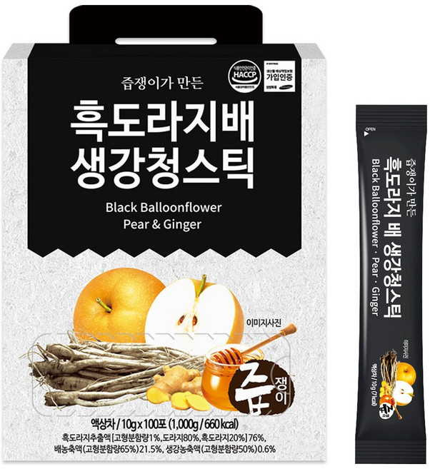 즙쟁이 흑도라지 배 생강 청 스틱, 1kg, 1개