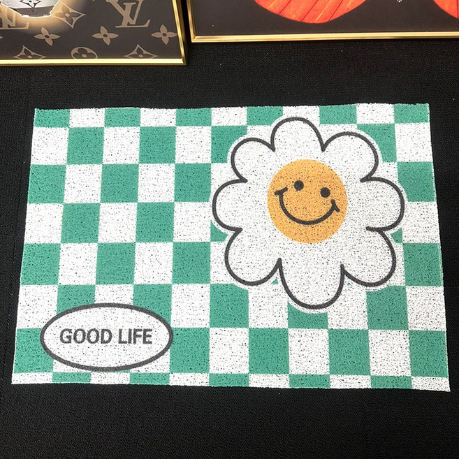 후암마켓 코일매트 키치 발매트 카페 식당 현관 야외, 그린체커데이지