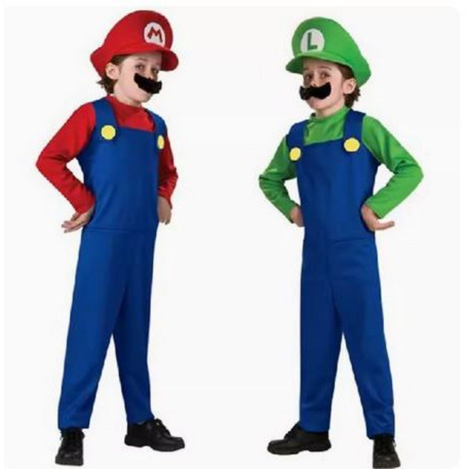 兒童瑪利歐路易吉化妝舞會派對服裝