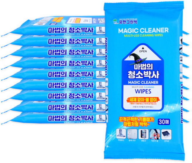 마법의청소박사 다용도 세정티슈 30매 10개입 얼룩제거 클리너티슈 마법의청소박사30매, 30개