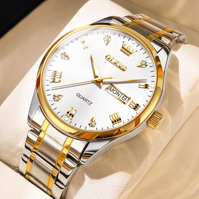 OLEVS 남성 시계 석영 럭셔리 명품 방수 야광 패션 메탈