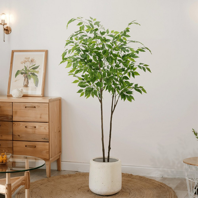 아르띠콜로 대형 반얀나무 조화 화이트 화분 세트, 그린 01 반얀나무 150cm+화이트화분, 1개