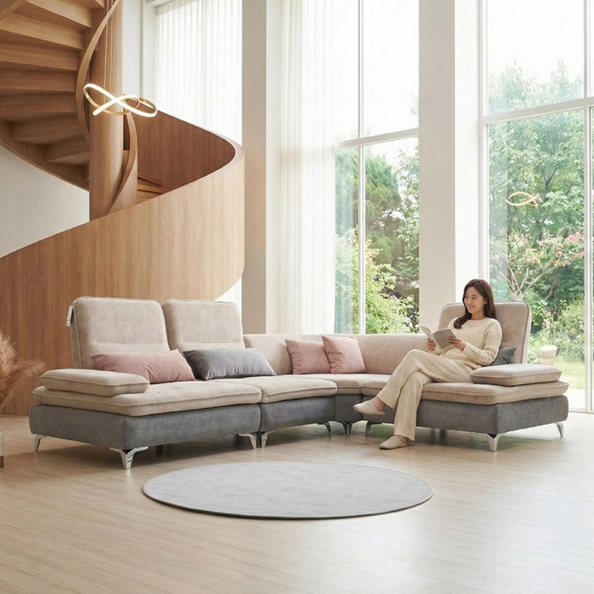 서광퍼니처 세인트블랑 바이브 조야 이지클린 아쿠아텍스 모듈 코너 스윙 3.5인 4인 5인 소파 + 쿠션 3p, 바이브_5인소파_연그레이_그레이