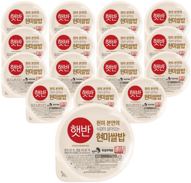 햇반 현미쌀밥, 210g, 16개