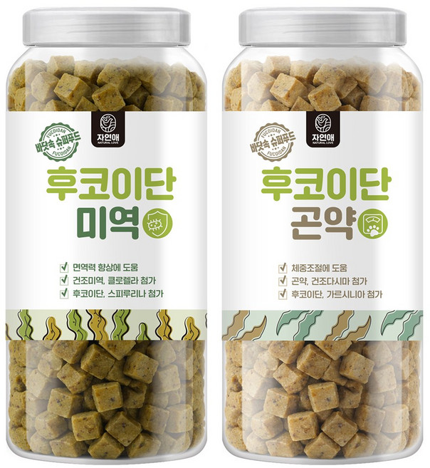 자연애보틀 강아지간식 후코이단, 1세트, 1.04kg, 혼합맛(미역/곤약다시마)