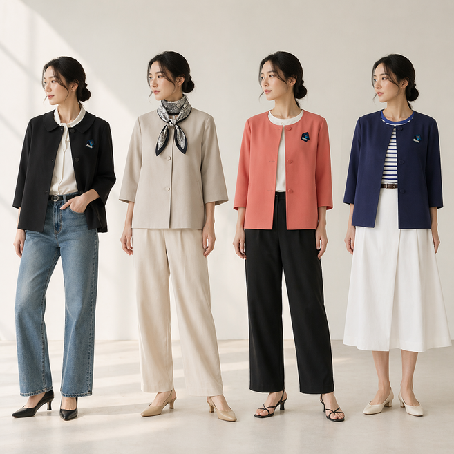 여성 간절기 하객룩 사방스판 라운드넥 8부 스판자켓 3종_RDSFJ033