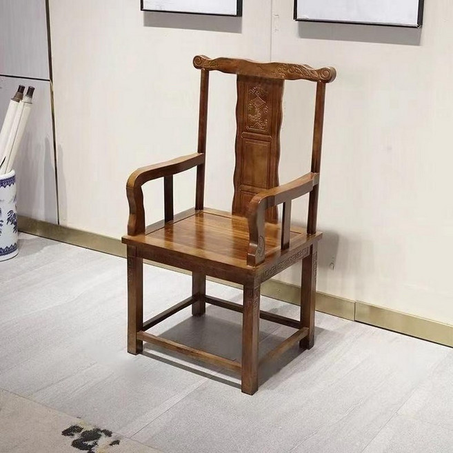 왕의자 촬영 엔틱가구 사각다리 컬러 소품 포토존 장식 팔걸이 의자, 1개, 호두나무 부의 의자