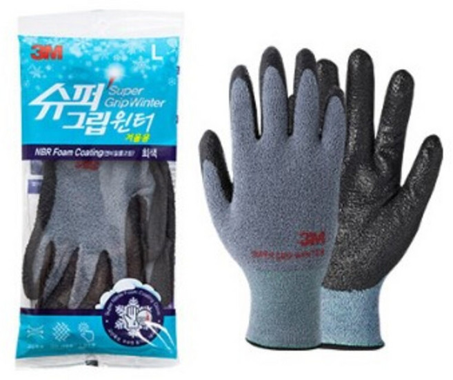 3M 슈퍼그립 윈터 겨울 기모 코팅작업장갑, 그레이, 10개